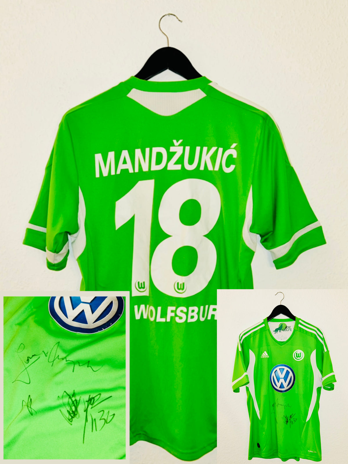 VFL Wolfsburg Heim Trikot 2011/2012 M #18 Mario Mandzukic + Autogramme