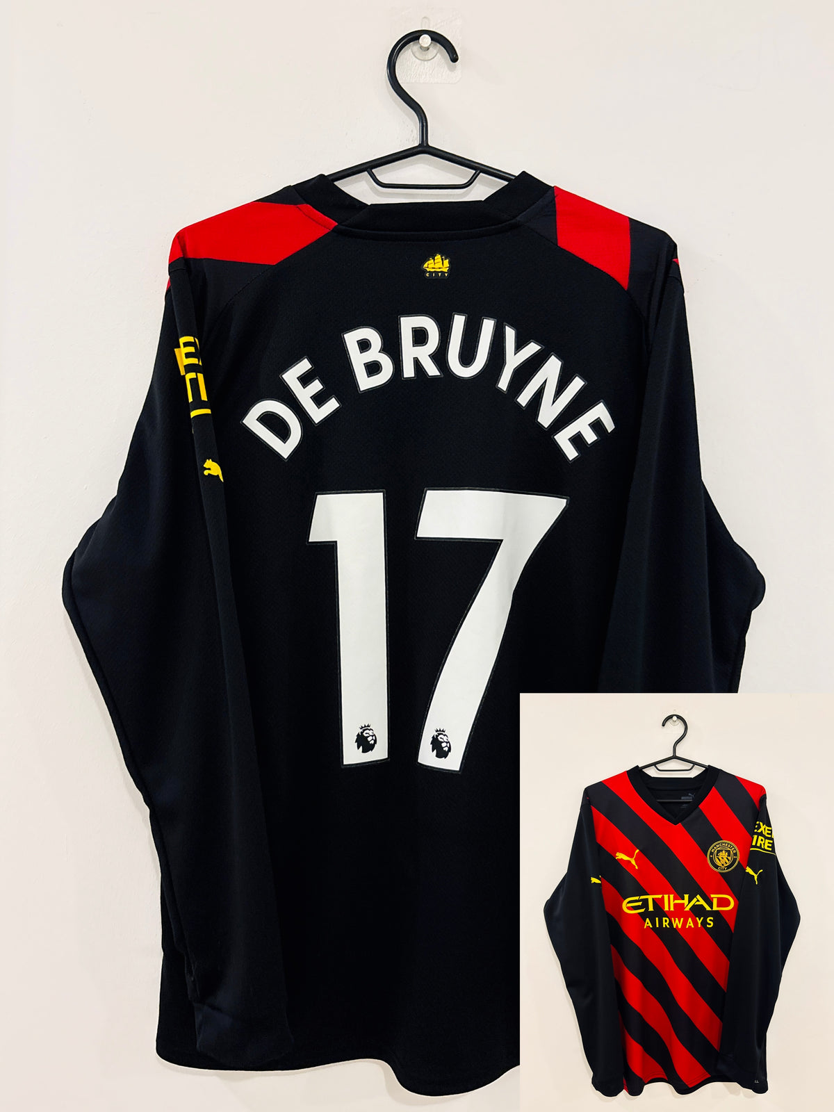 Manchester City Auswärts Langarm Trikot 2022/2023 M #17 Kevin De Bruyne