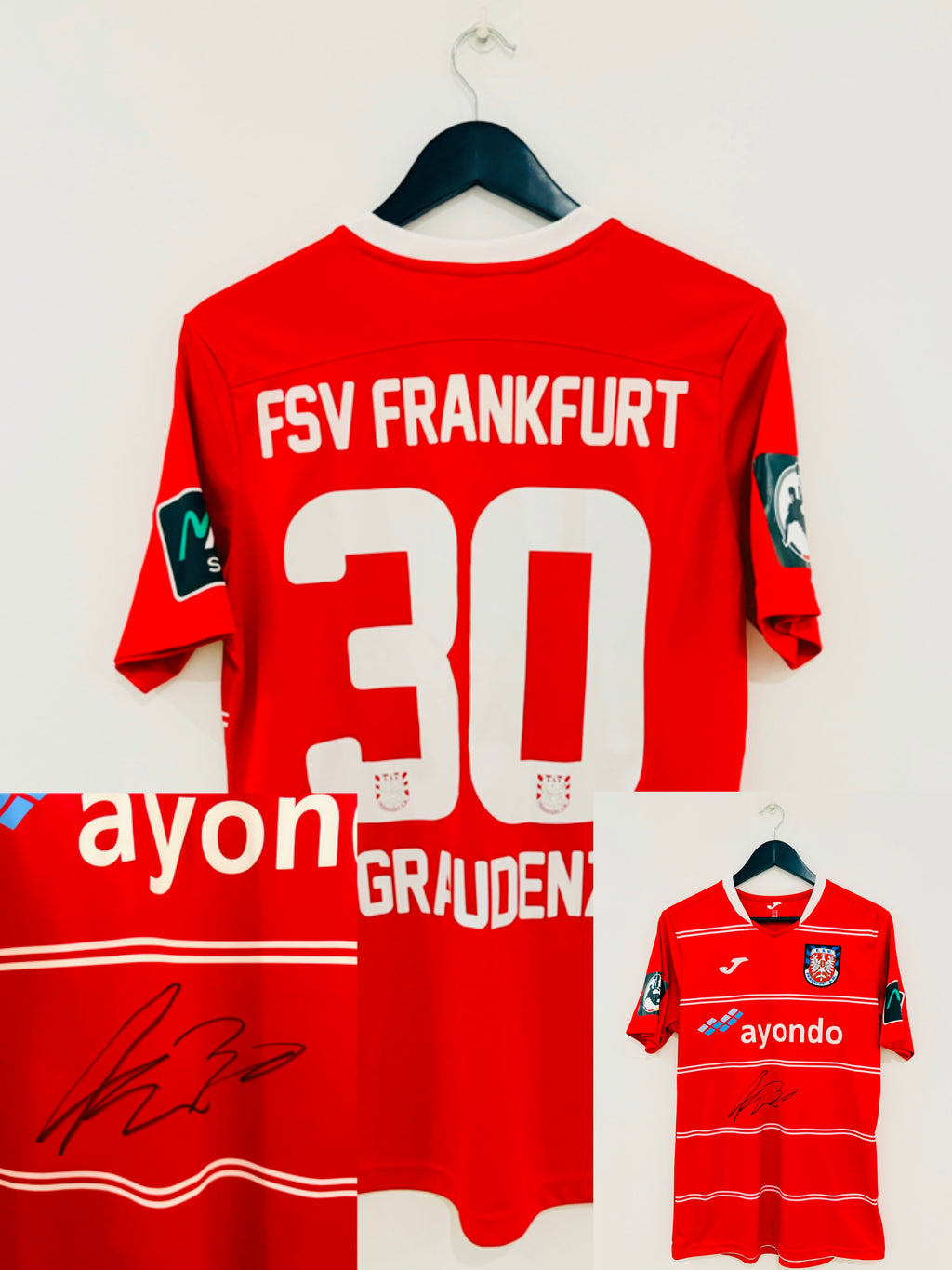 FSV Frankfurt Auswärts Trikot 2016/2017 M #22 Fabian Graudenz Matchworn + Autogramm